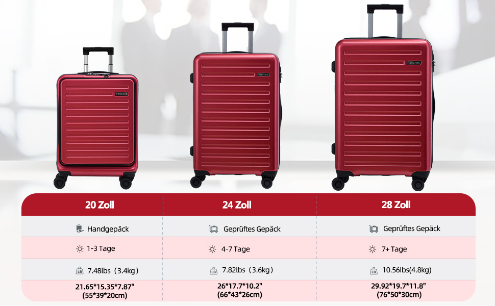 Набір валіз TydeCkare 20/28' (55/66/76 см): 3 валізи, ABS+PC, з TSA замком, оранжевий (виноградний)