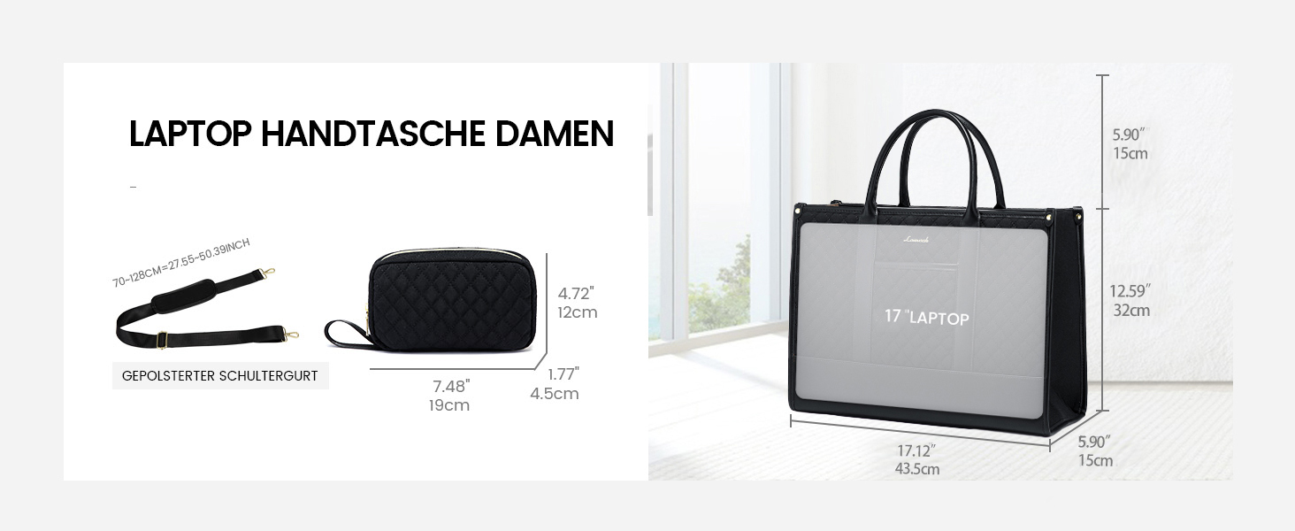 Сумка для ноутбука LOVEVOOK жіноча водонепроникна, велика сумка для роботи, навчання, офісу (17 дюймів, темно-зелена)