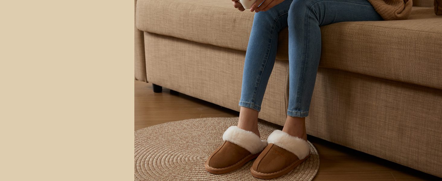 Домашні тапочки жіночі та чоловічі зимові теплі з синтетичного хутра, ламіно, штучного хутра, плюшу, пуху, м'які, нековзні, пантолетти для дому та вулиці, 38.5/40 EU, світло-коричневі