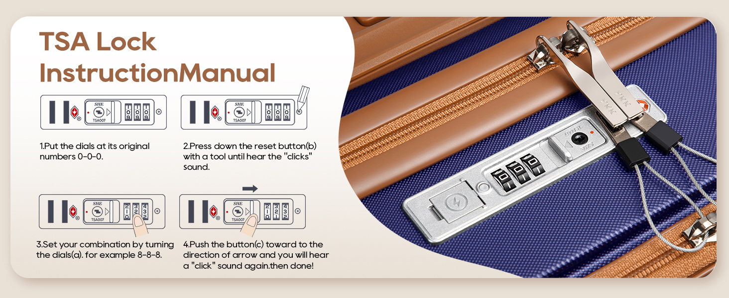 Набір валіз Imiomo 5шт з жорстким корпусом, 4 колеса, TSA-замок, відділення для ноутбука (Морська синя)