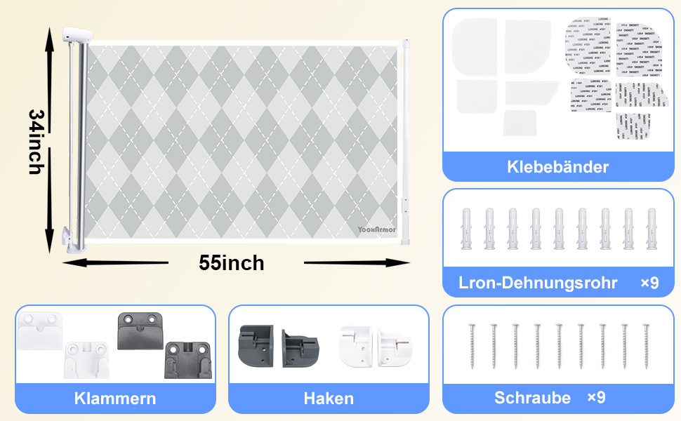 Захисний бар'єр для дитячих воріт, розтяжний, 0-140 см. Захист від падіння для дітей, котів та собак. Підходить для сходів, дверей, внутрішнього та зовнішнього використання. Розміри: 86x140 см