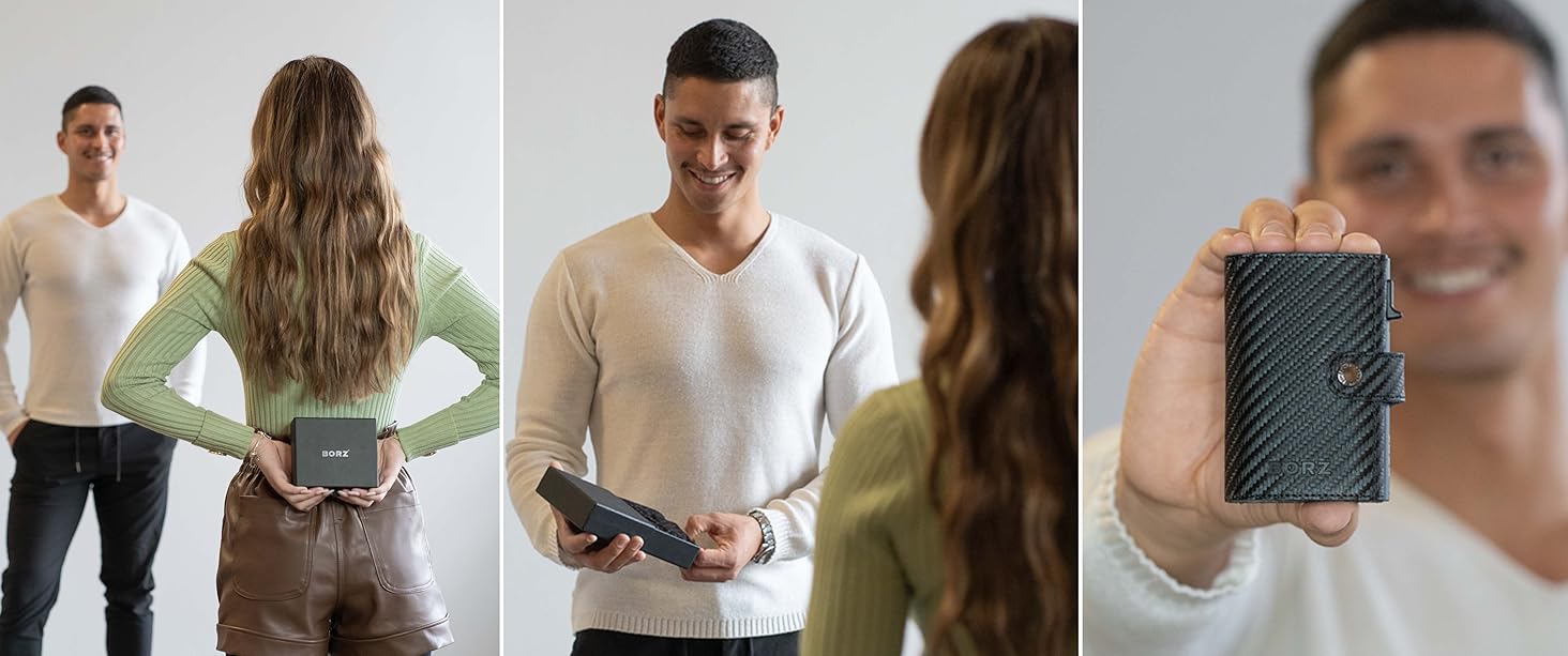 Крутий чохол-картхолдер BORZ Prime для AirTag з відділенням для монет, цифровою візитною карткою, захистом RFID, карбоном та червоною строчкою. Slim, шкіряний, з червоною строчкою.