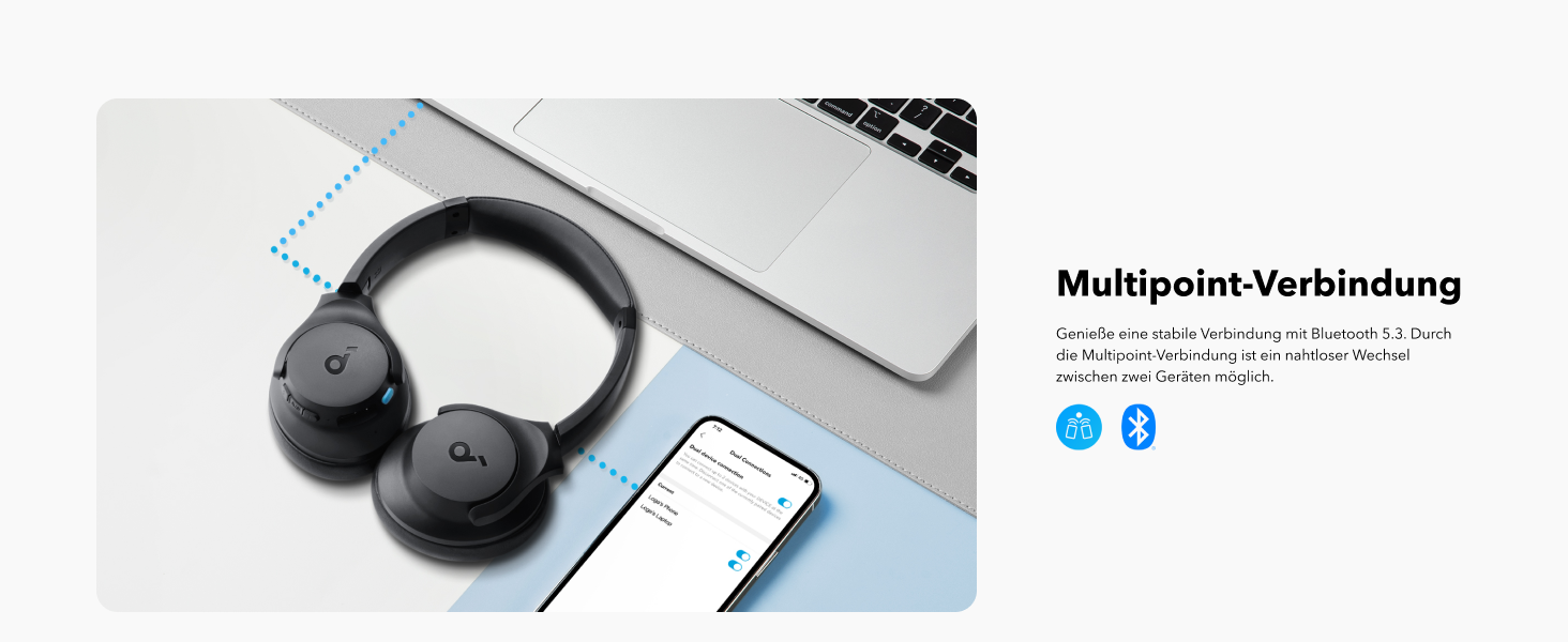 Soundcore Q11i Бездротові навушники-маніжки Anker з глибокими басами, 60 годин відтворення, Hi-Res Audio, знімні амбушури, Multipoint-з'єднання, чорний