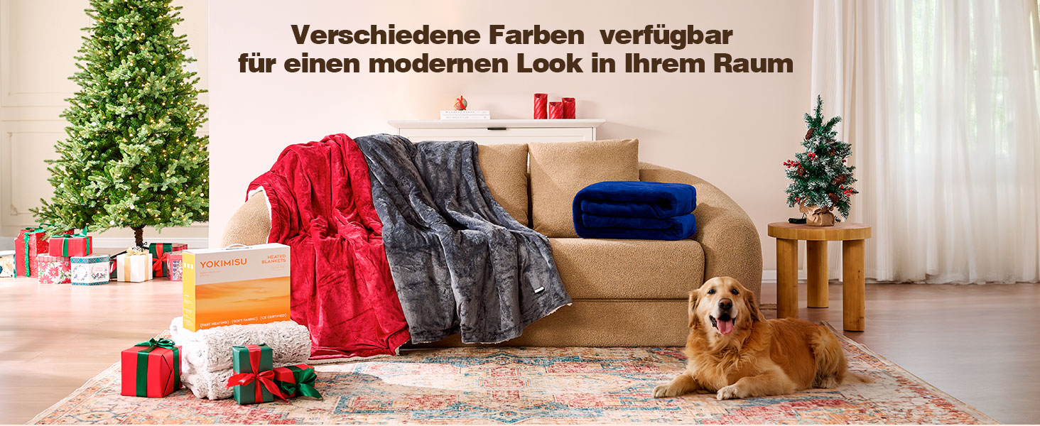 Електрична ковдра Yokimisu з автовимкненням 180x130 см, плюшева, з 6 рівнями нагріву, таймером, захистом від перегріву, пральна, для дому та офісу (червона)