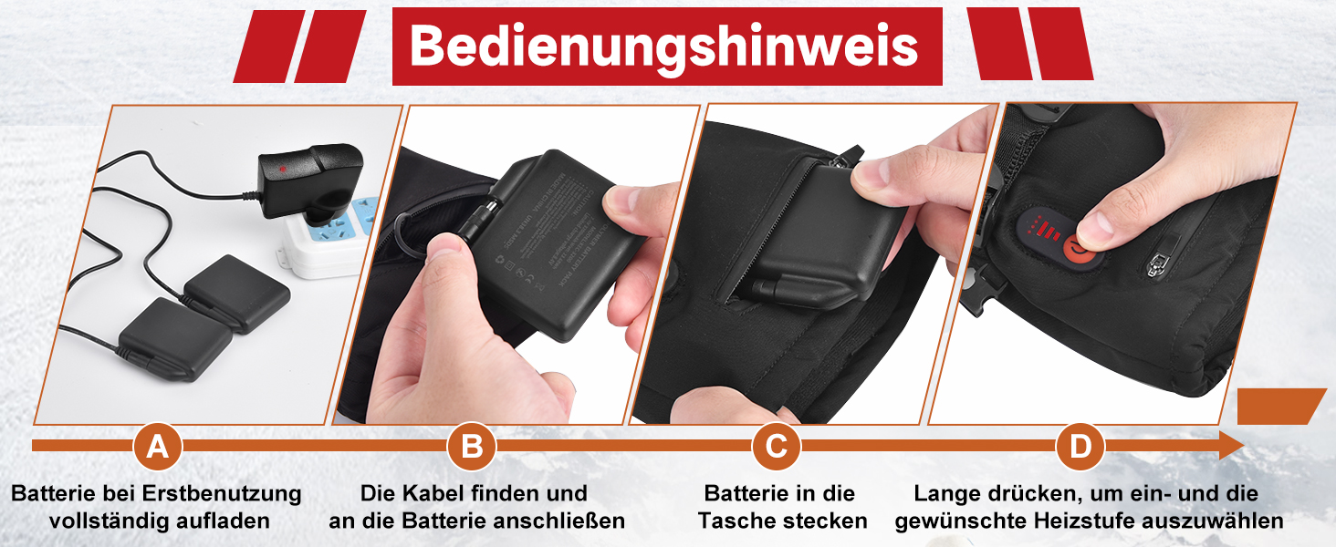 Електричні гріючі рукавички для катання на лижах, велосипеді та мотоциклі з акумулятором 7.4V 6400mAh, 3 режими нагріву, зимові рукавички