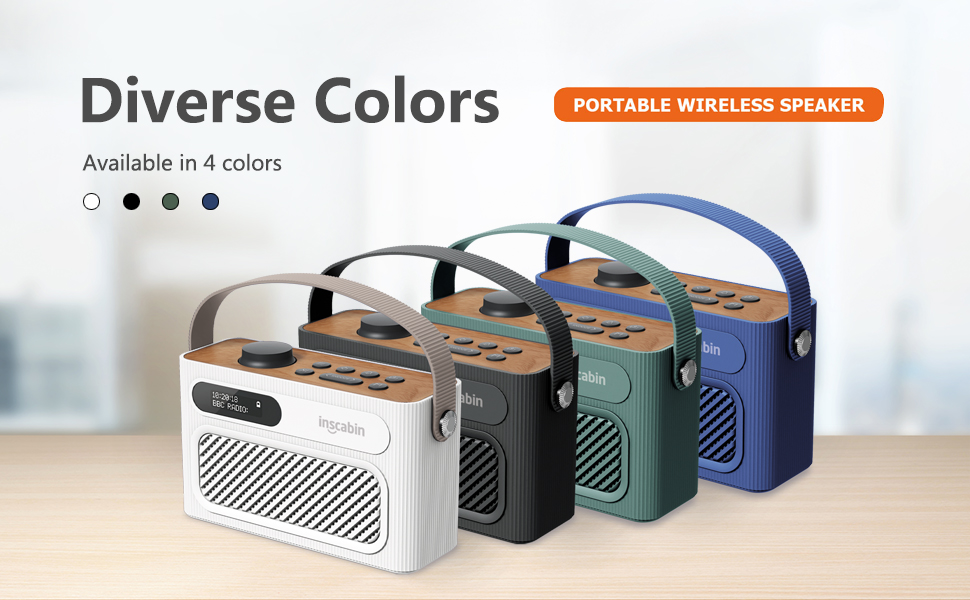 Inscabin M60: Портативне DAB/DAB+ FM-радіо з Bluetooth, стерео та подвійним будильником. Акумуляторний, стильний дизайн (білий)