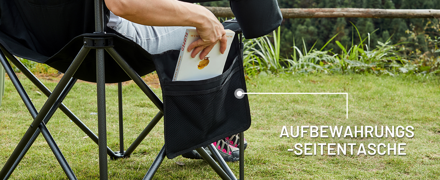 Кампінговий стілець розкладний Timber Ridge 2 шт, 200 кг, 63 см, з ізольованою сумкою-холодильником, чорний