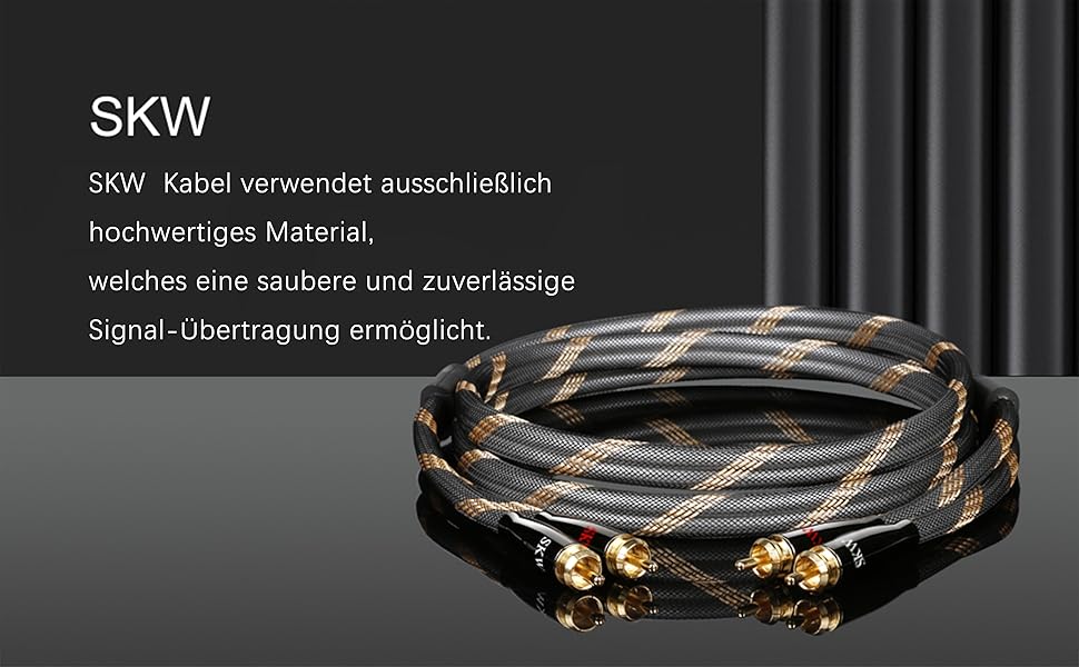 Акустичні кабелі SKW для колонок Hi-Fi, пара (2 шт.), 1.5м, з позолоченими роз'ємами-бананами та нейлоновим обплетенням, High-end якість