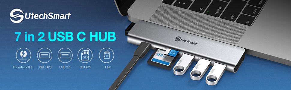 Док-станція USB C для MacBook та Windows, 3 монітори, Ethernet, 2 HDMI, VGA, PD3.0, SD/TF, 4 USB порти (UCN3317)