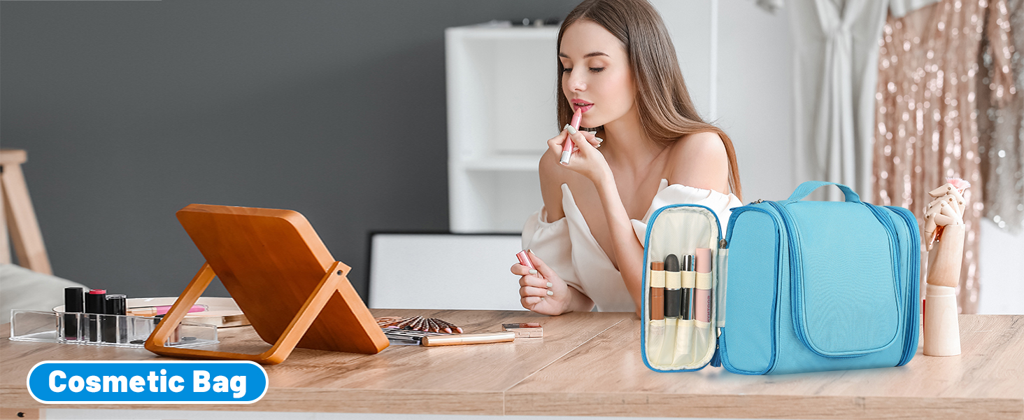 Чоловіча косметичка-органайзер для подорожей з гачком, зелена/блакитна