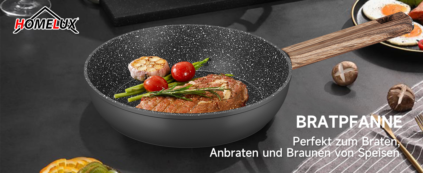 Набір каструль HOMELUX 10 частин з нержавіючої сталі, індукційне дно, з кришками, чорний