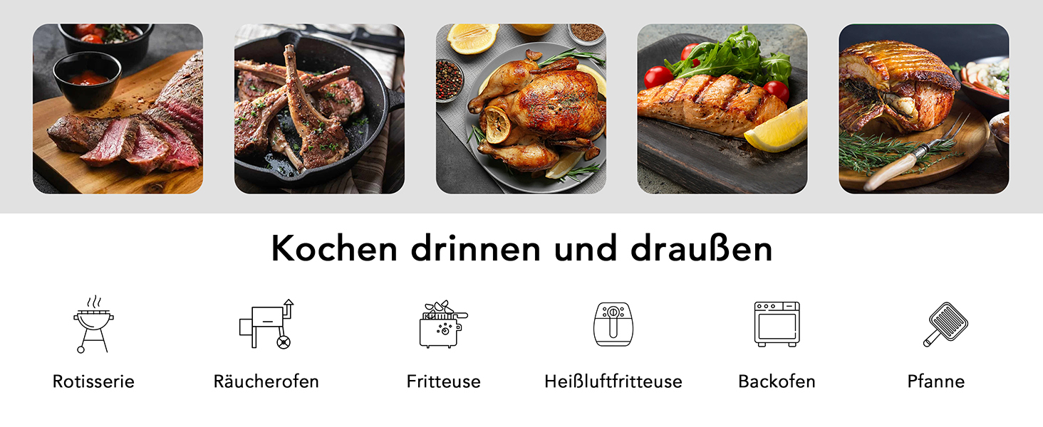 Бездротовий термометр для м'яса з Wi-Fi, LCD-базою та Bluetooth, ±0,5°C, BF-70