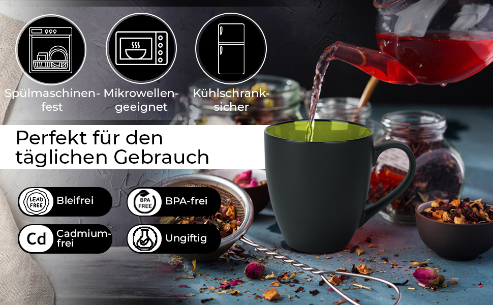 Набір кавових чашок Miamio Le Papillon (6 шт., 350 мл) - Зелений колір