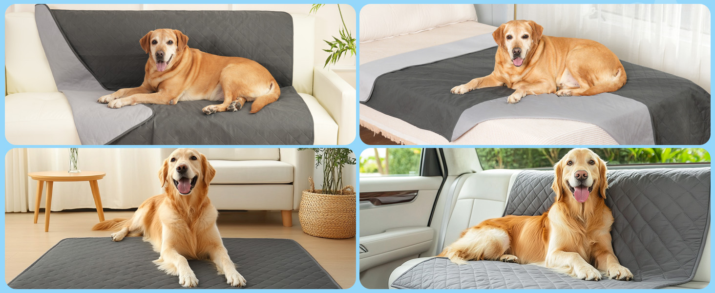 Водонепроникний захисний чохол на диван для собак HezzLuv, ковдра для тварин, захист матрацу, меблів, миючий, двосторонній, стійкий до подряпин, для цуценят, середніх та великих собак та котів, сірий, 157x127 см