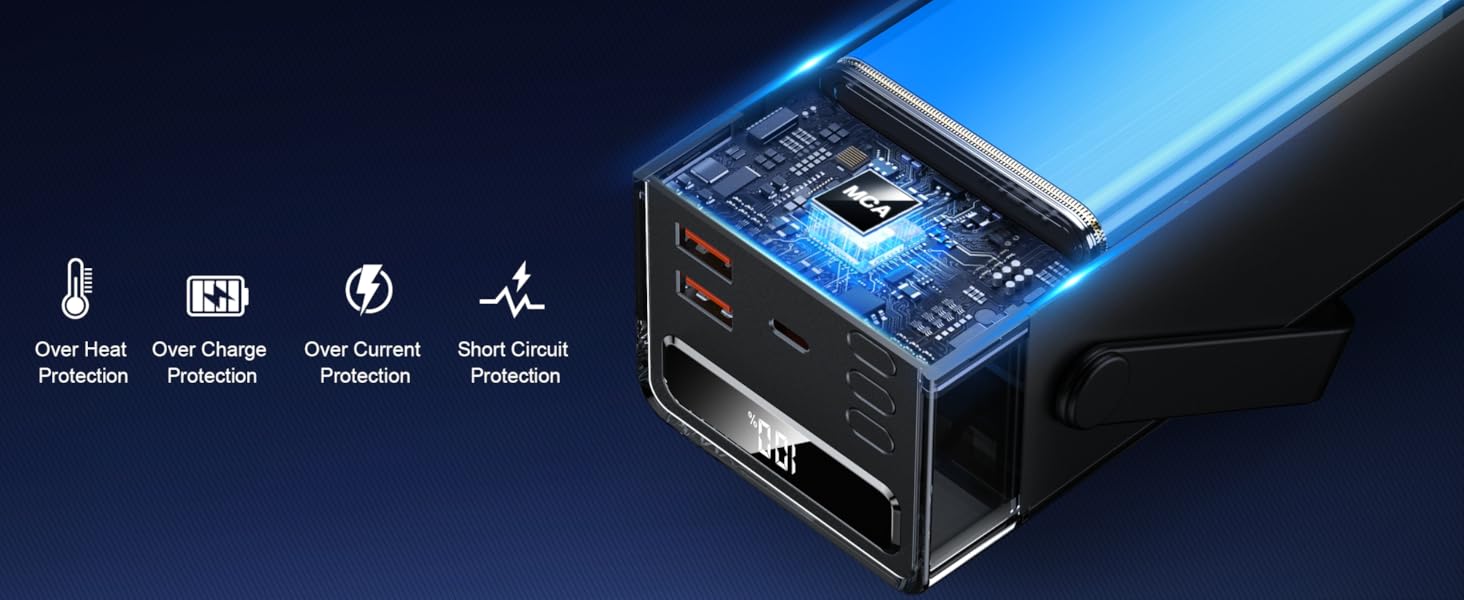 Powerbank 60000mAh 22,5W PD з USB-C, чорний: зовнішній акумулятор з 5 виходами та 2 входами, сумісний з iPhone, iPad, Samsung