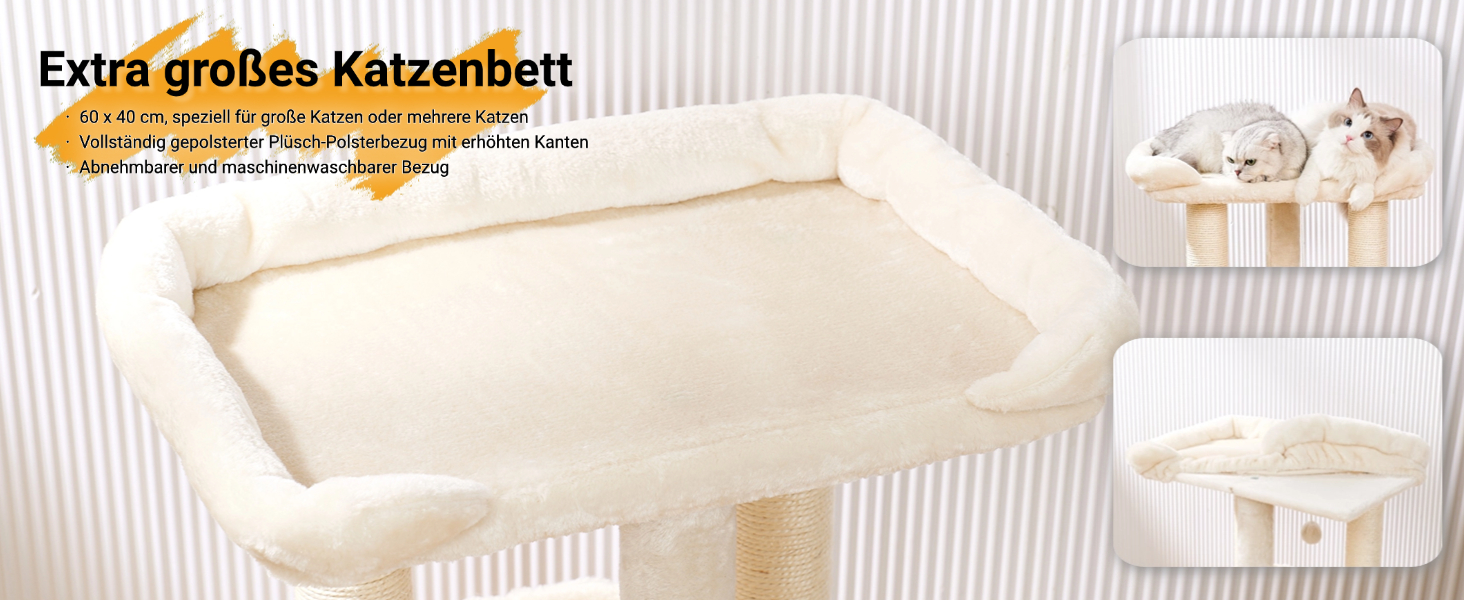 Дерево для котів Happi N Pets 71 см з лежаком та гамаком, покриття з сизалю, стабільна конструкція, знімний чохол, бежевий