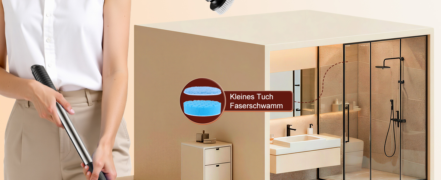 Електрична щітка для прибирання 8-в-1 з набором насадок, для ванної, кухні, авто, підлоги (червона)