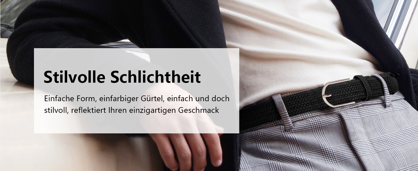 Тканинні ремені Tangchao 2 шт. Плетені еластичні ремені для жінок та чоловіків, 3.3 см, 90-135 см, чорний+бежевий, 100 см