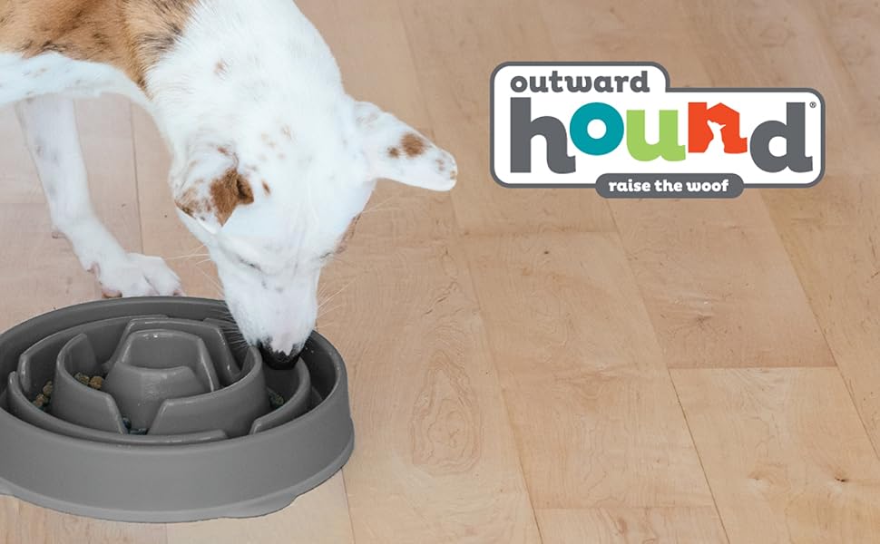Миска для собак Outward Hound Fun Feeder L, сіра - повільне годування, запобігає здуття живота, антиковзаюча