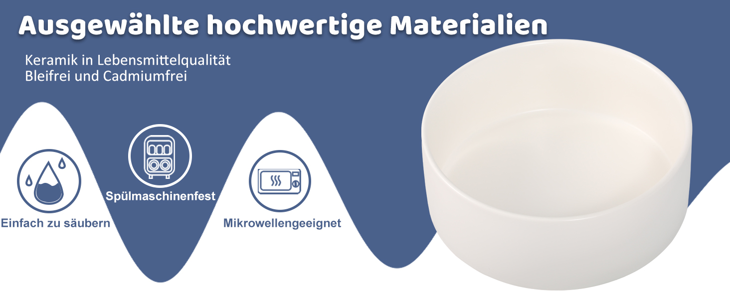 Керамічна миска для собак середніх та великих порід - важка, глибока миска для корму або води - 1800 мл - біла. Миски для собак великих порід