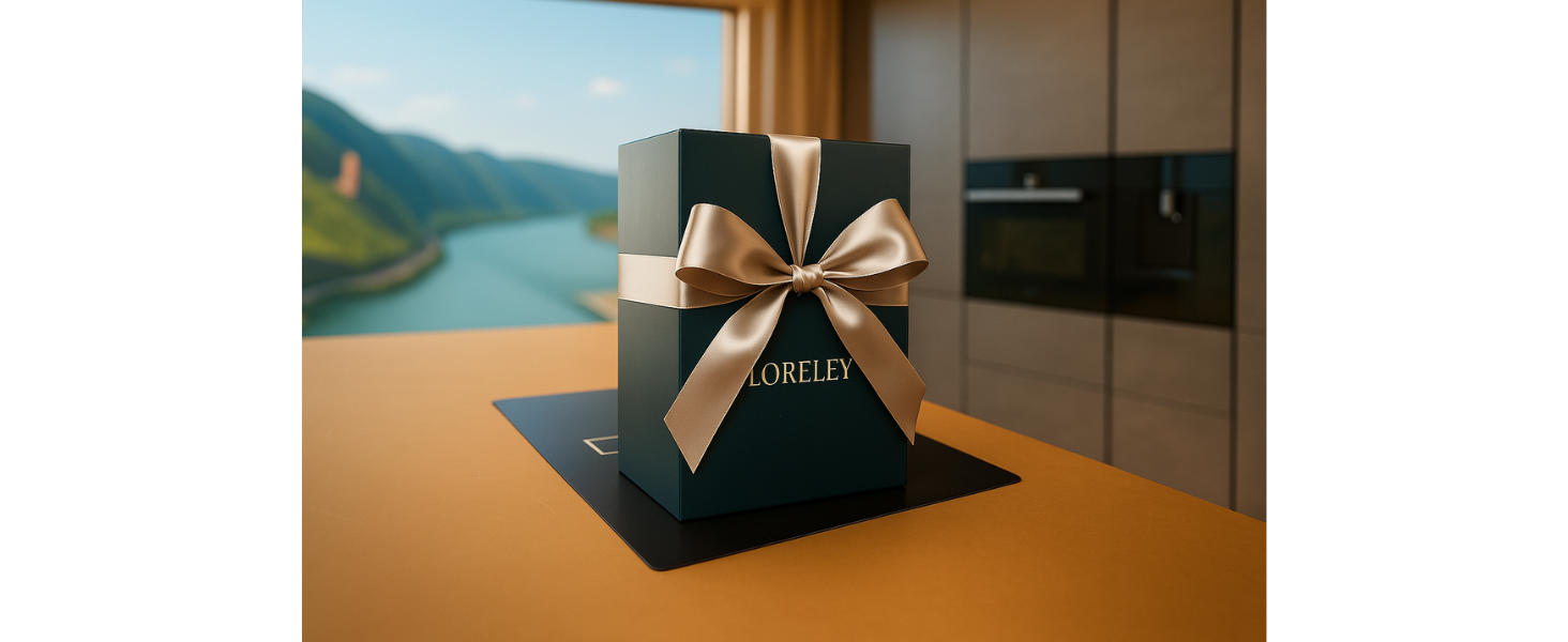 Мельниця для солі та перцю LORELEY® Mittelrhein Germany з дерев'яним корпусом та керамічним механізмом – з підставкою та пензлем – подарункова упаковка | Подарунок на весілля/новосілля (преміум нержавіюча сталь)