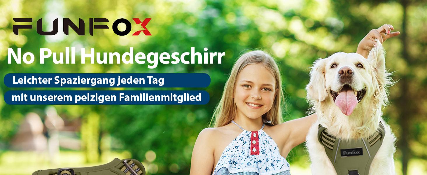 Шлейка для собак середніх порід Funfox, анти-тяга, з ручкою та світловідбиваючими смугами, без коміра, військовий зелений (M)