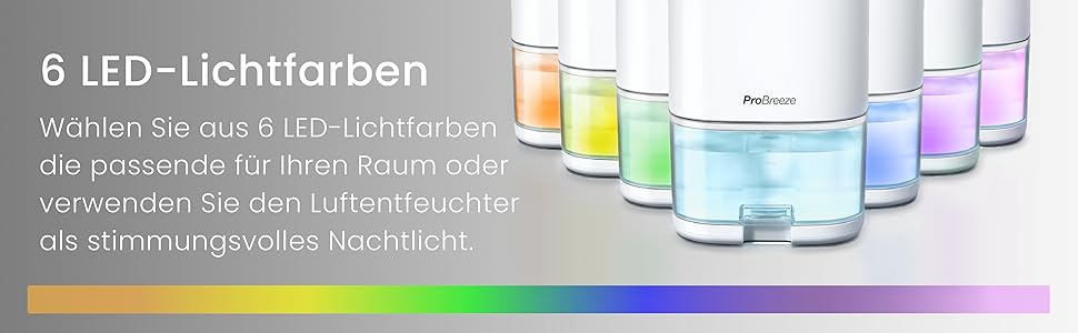 Електричний осушувач повітря Pro Breeze 1000 мл з таймером та нічним світлом - для ванної, спальні, шафи, підвалу - білий