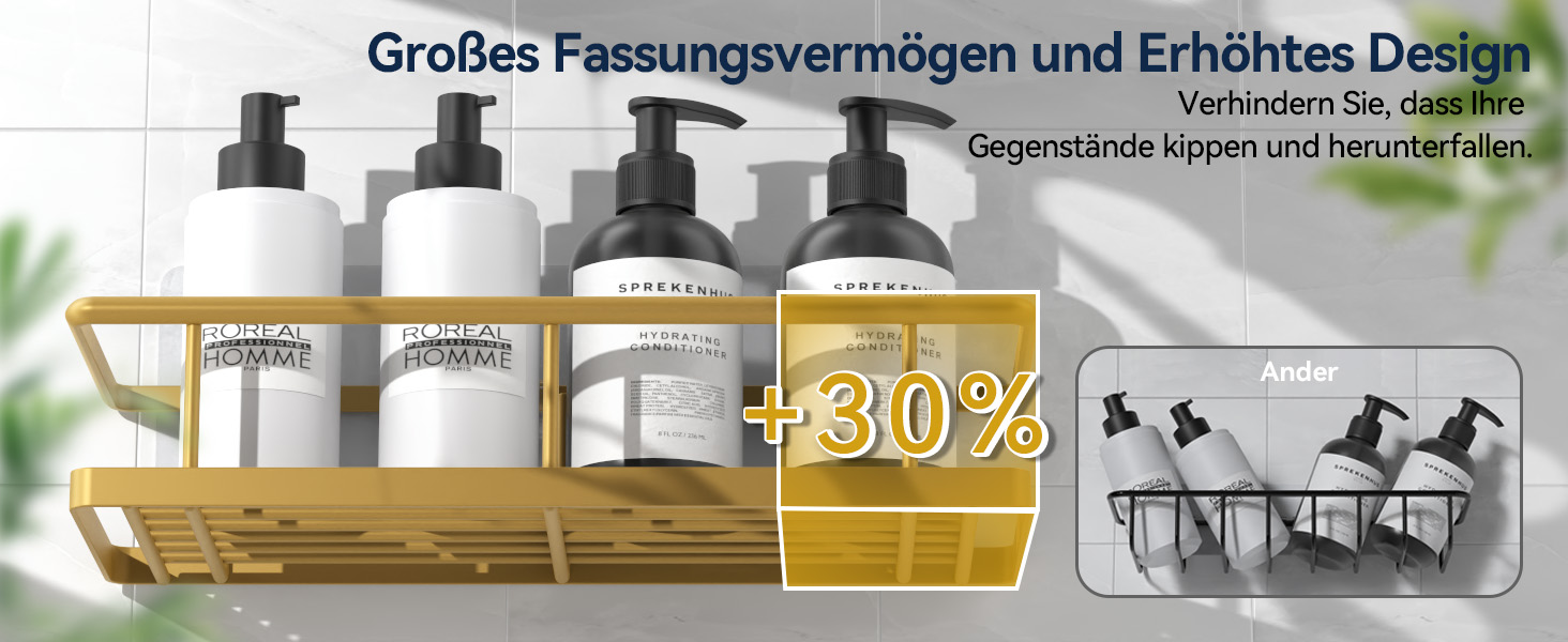 Поличка для душу YASONIC без свердління з мильницею - органайзер для ванної кімнати з нержавіючої сталі, швидковисихаюча поличка для душу, тримач для шампуню, 3 шт.