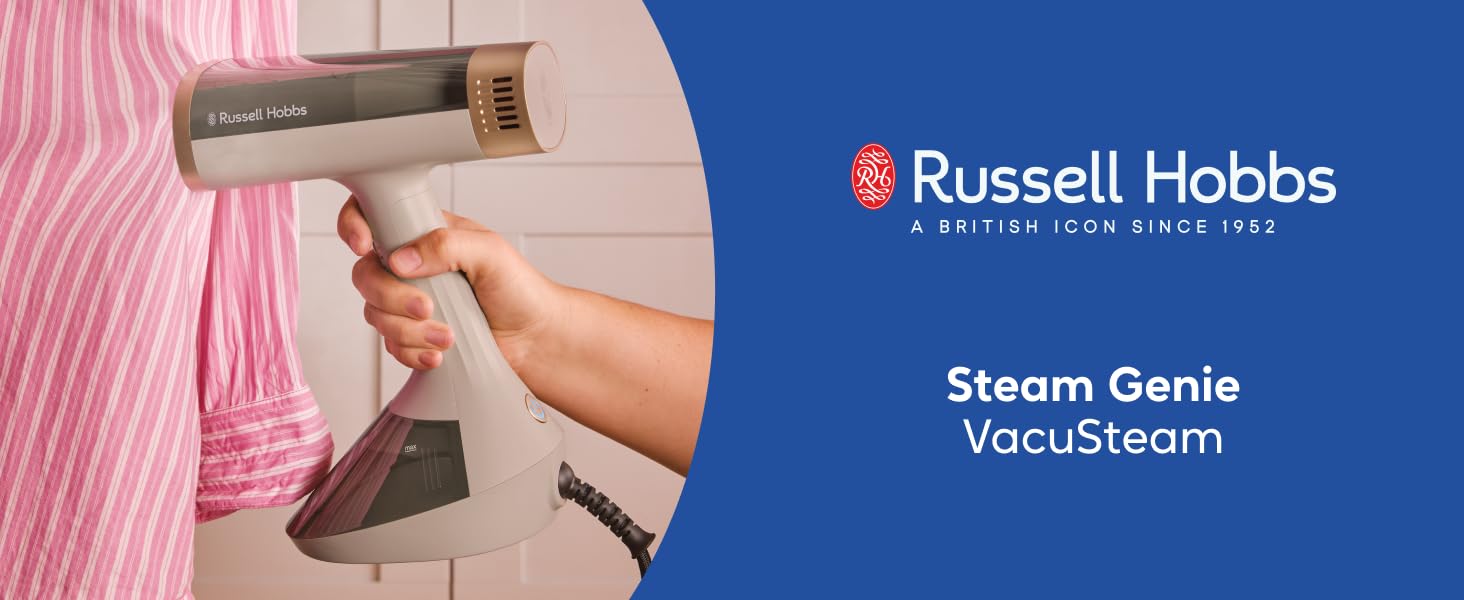 Відпарювач Russell Hobbs VacuSteam Pro: відпарювання та прасування з технологією всмоктування, керамічна підошва, 200 мл резервуар, 3 рівні потужності, для всіх тканин