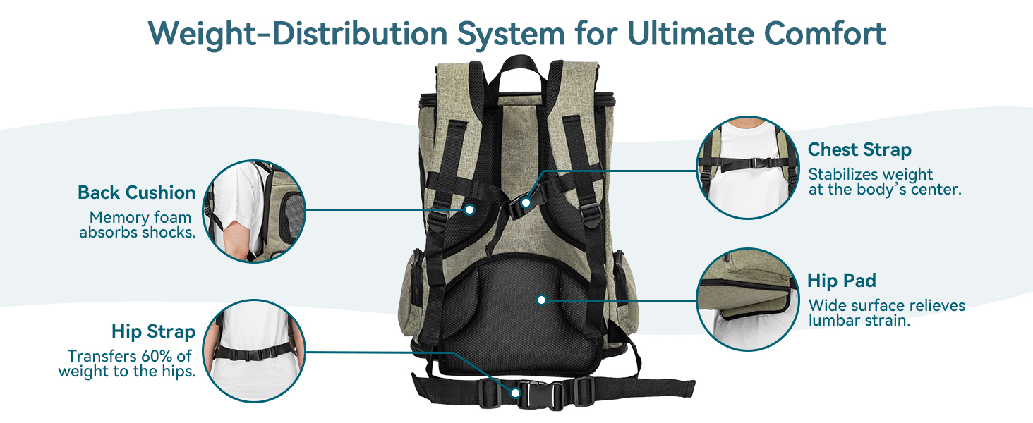 Рюкзак для кота та собаки Petsfit - зручний та дихаючий, до 5 кг, зелений