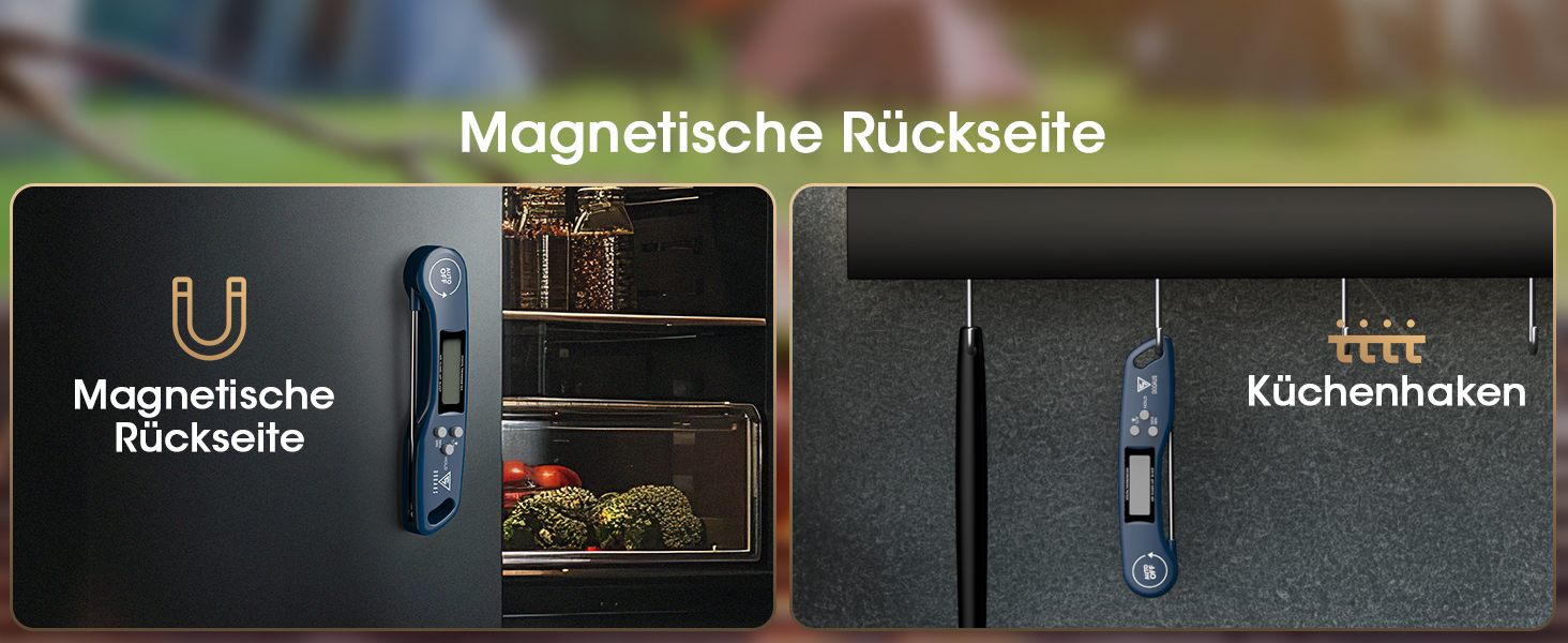 Цифровий термометр для м'яса DOQAUS: приготування на грилі, BBQ, варіння. Швидке зчитування, довга сонда, LCD-дисплей, автовимкнення