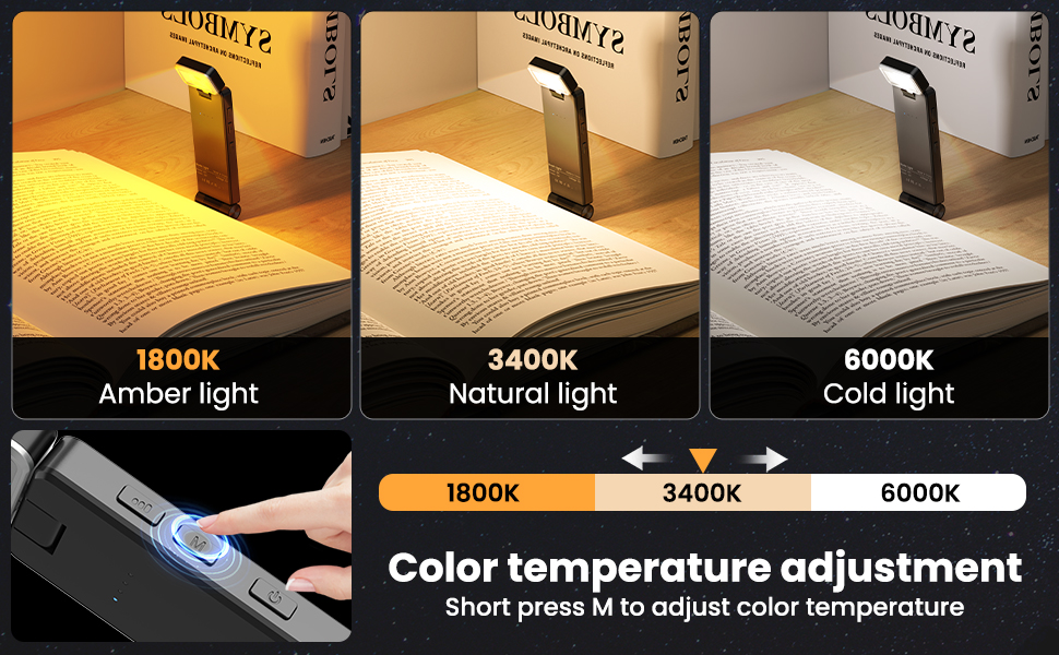 LED кріпильна лампа для читання Tyreses, акумуляторна, USB, 3 кольори, регулювання яскравості, для книг, дітей, зеленого/сірого кольору