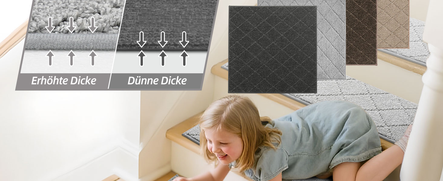 Ковзаючі сходи COSY HOMEER, 15 шт., 70 x 22 см, антиковзаючі, самоклеючі, машинне прання, 100% поліестер, TPE-підкладка, для дітей, літніх людей та домашніх тварин, сірий та білий