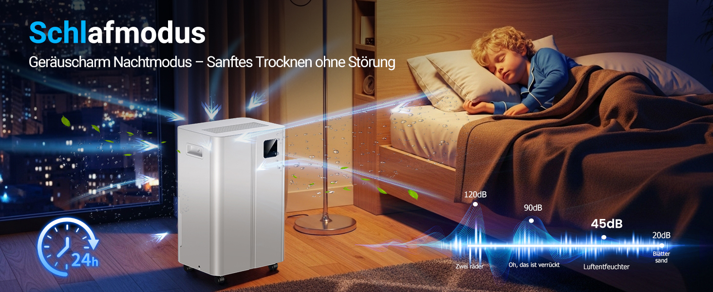 Електричний осушувач повітря 20л/день з датчиком вологості та LED дисплеєм, таймером, 3 режими, для спальні, офісу, підвалу, безперервна подача, білий