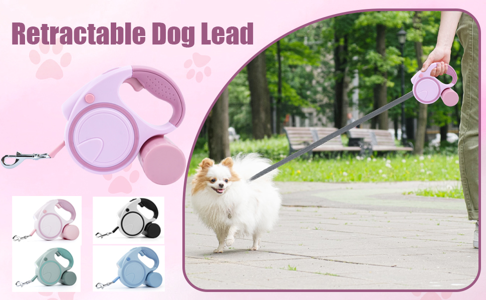 Висувна собача шлейка з LED, для собак малого та середнього розміру до 25 кг, з неслизькою ручкою та знімним контейнером для відходів (Зелена)