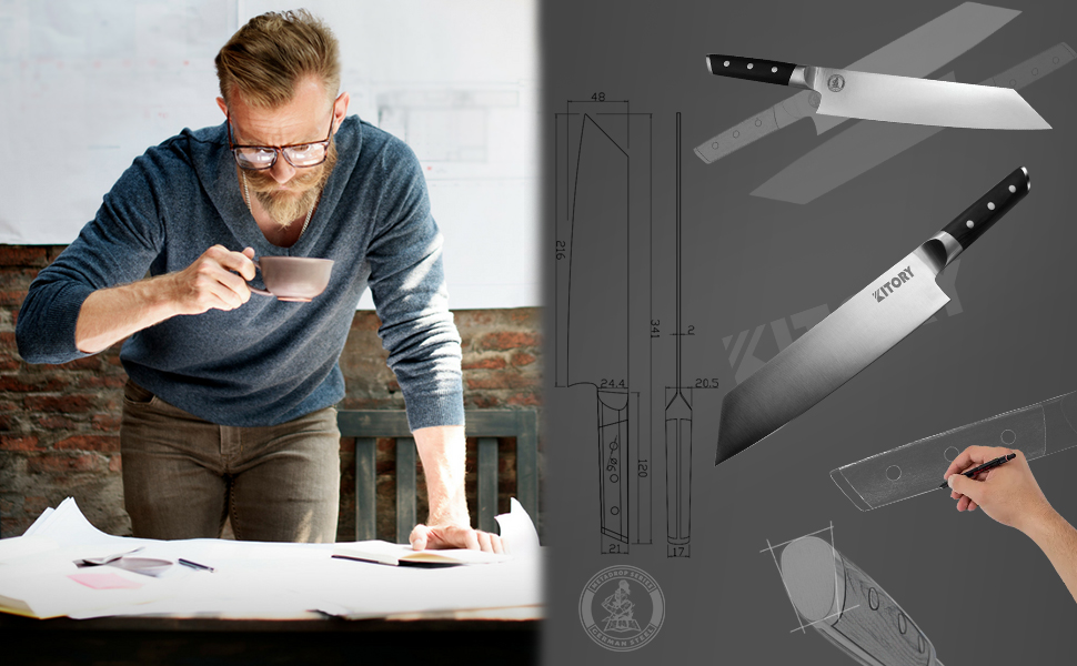 Кухонний ніж-топірець Kitory Hackmesser 18 см, з високоякісної нержавіючої сталі, з ручкою Pakkawood (Mtd08de)