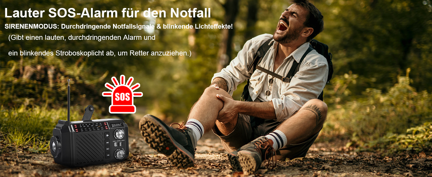 Радіо-приймач Kurbelradio з сонячною панеллю, Powerbank 2600mAh, AM/FM/SW, LED-ліхтарик та SOS-сигналом для екстрених ситуацій (Оранжевий)