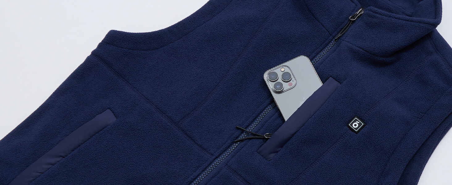 UNBON Гріюча жилетка з флісу, чоловіча жилетка з підігрівом, жилетка з Powerbank 10000mAh USB, 3 режими нагріву, 6 зон нагріву (XXL, Синій)