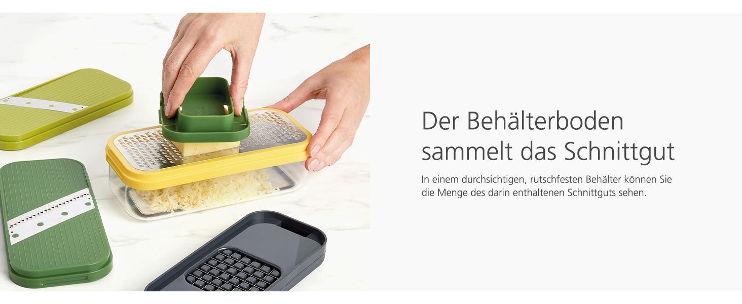 Набір Joseph Joseph Multi-Prep Compact 4-в-1: овочевий тертак, шинкер для цибулі, нарізчик для картоплі фрі, тертак для сиру, нарізчик Julienne з контейнером