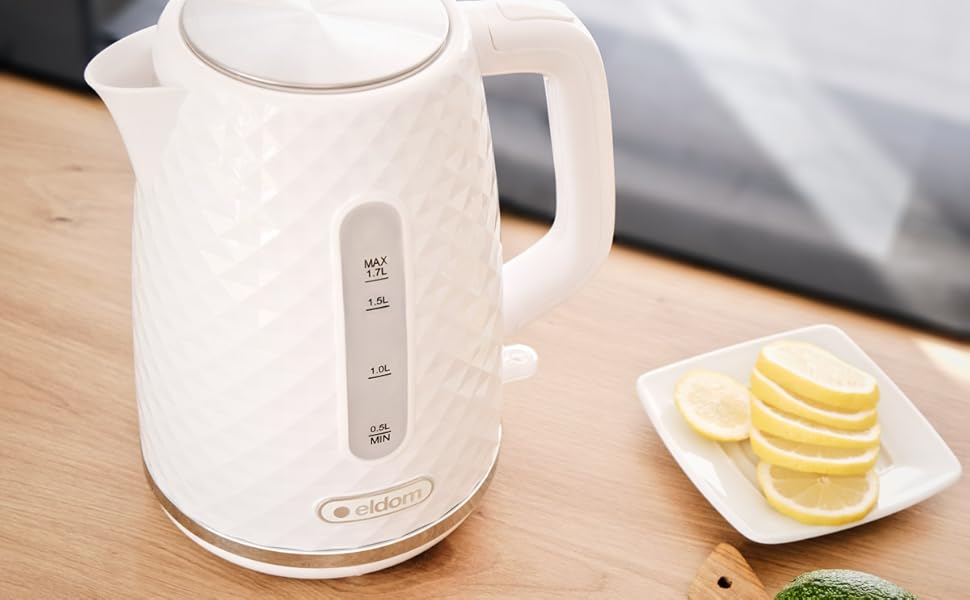 Електричний чайник Eldom C265B 1.7 л, білий, ретро дизайн, індикатор рівня води