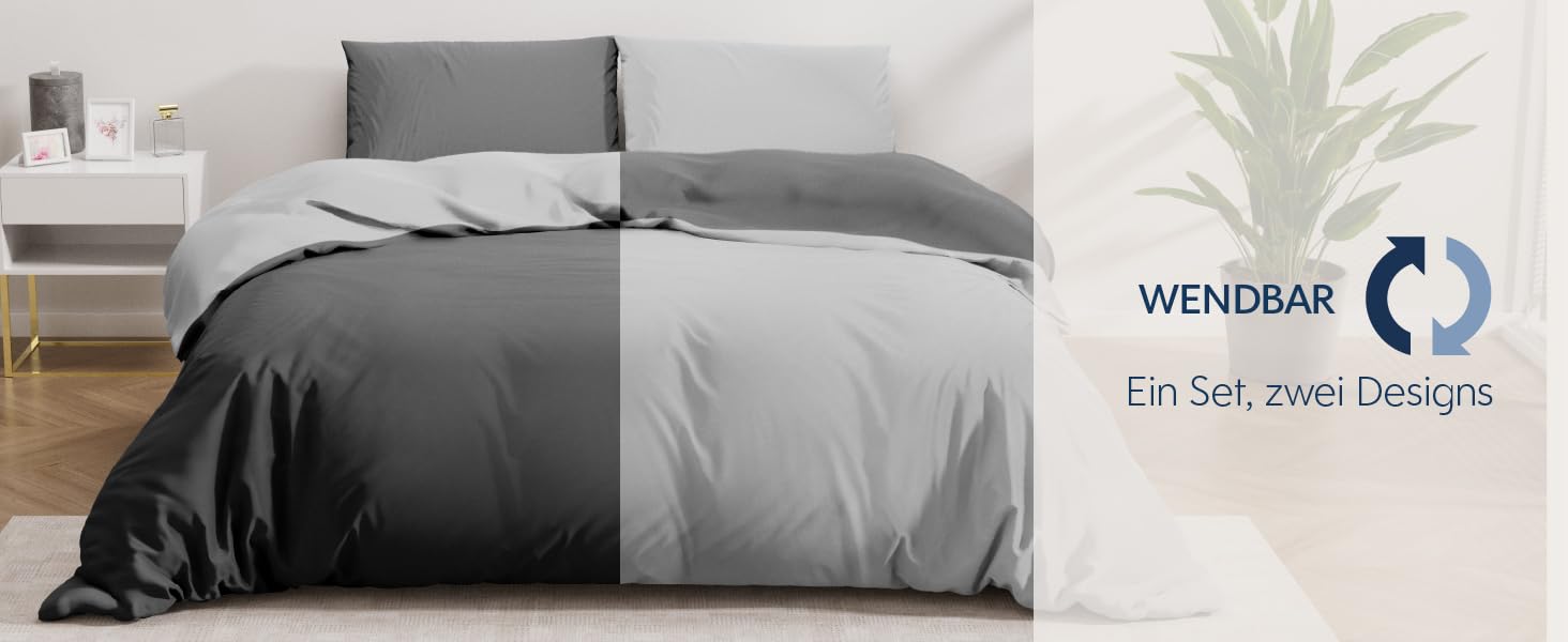 Комплект постільної білизни Dreamzie 240x220 см з 2 наволочками 80x80 см, чорний/темно-сірий. 100% мікрофібра, сертифікат Oeko TEX.