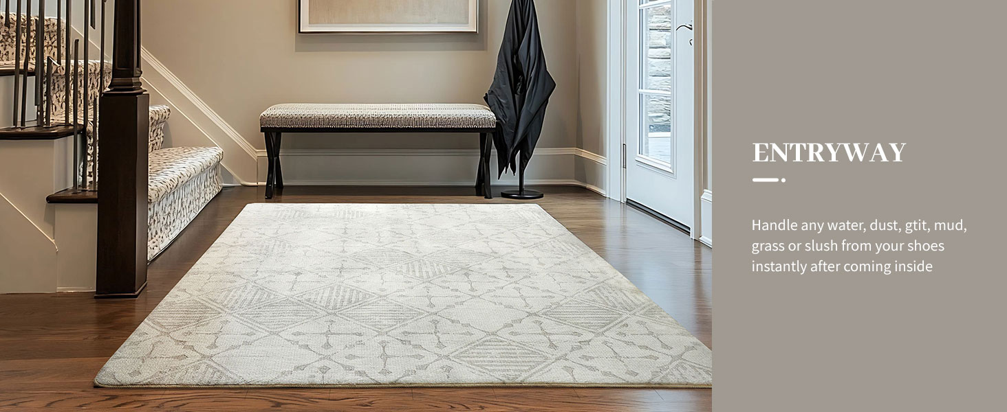 Килим Leesentec для вітальні, спальні: геометричний, сучасний, антиковзаючий, короткий ворс, бежевий, великий, білий (слонова кістка, 80*120 см), кремовий/світло-сірий (200x300 см)