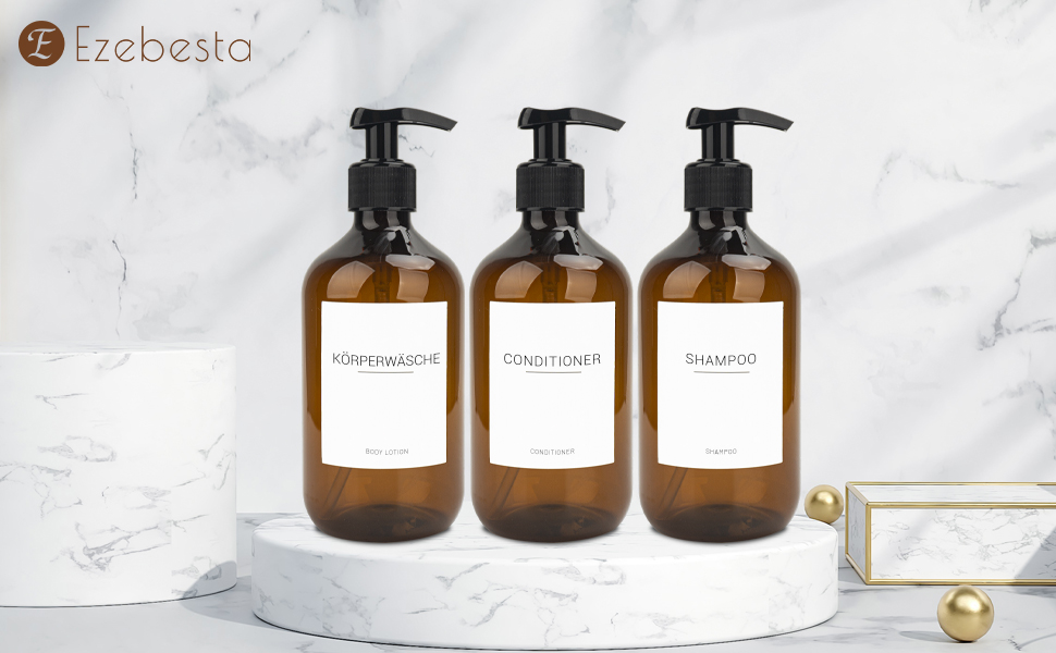 3 диспенсер для мила об'ємом 500 мл з кріпленням на стіну, пластик, для ванної кімнати, з етикетками