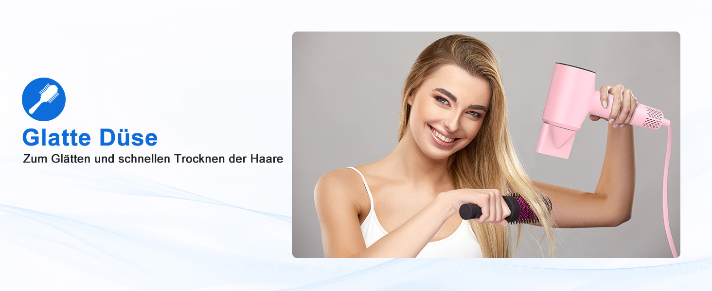 Фен для волосся з плазмою та безщітковим мотором 110 000 об/хв, швидке сушіння, тихий, з магнітною насадкою, для дому та подорожей (Темний, Рожевий)