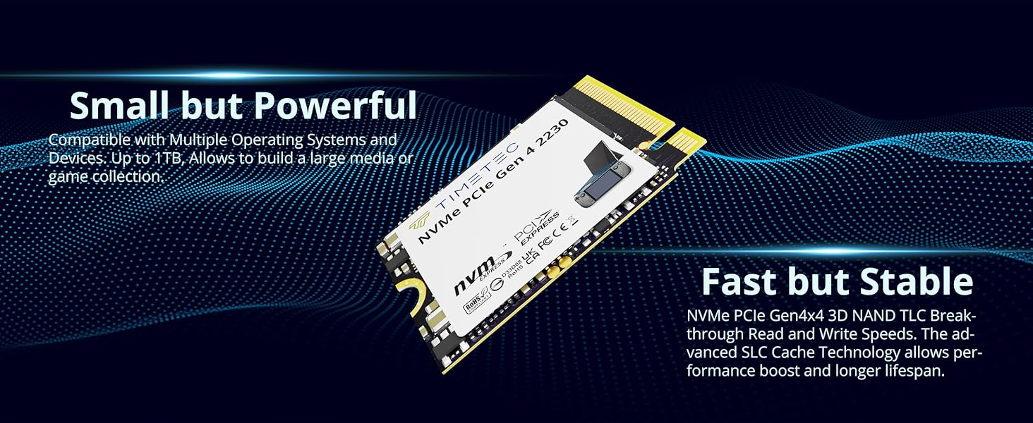 SSD Timetec PCIe 4.0 Gen4x4 1TB M.2 2280 для PS5, PC, Laptop - NVMe, Phison E27T, 2000TBW, 7400/6100 MB/s