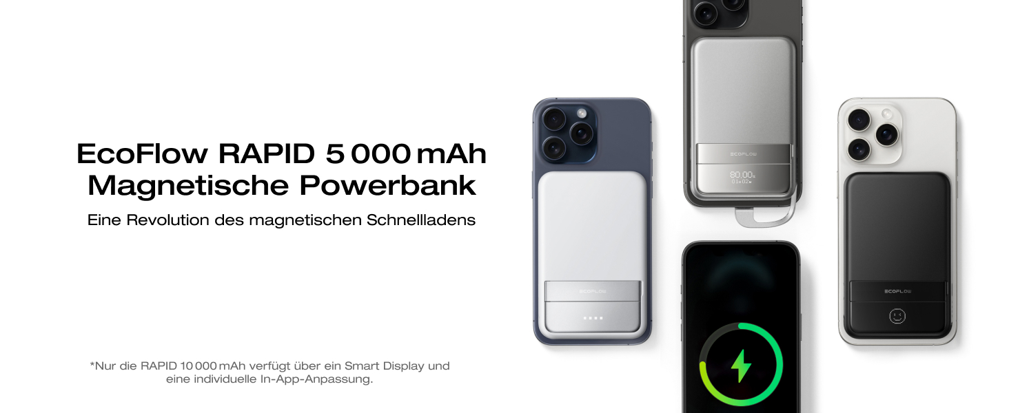 Магнітний павербанк EcoFlow Qi2 MagSafe 5000mAh 30W з USB-C кабелем для iPhone 17/16/15/14/13/12, сріблястий