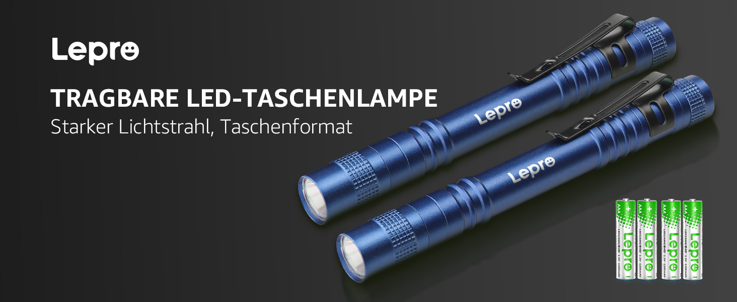 Ліхтарик LED Lepro, Mini IPX4 Водостійкий, 3 Режими, 2 шт. (Синій)