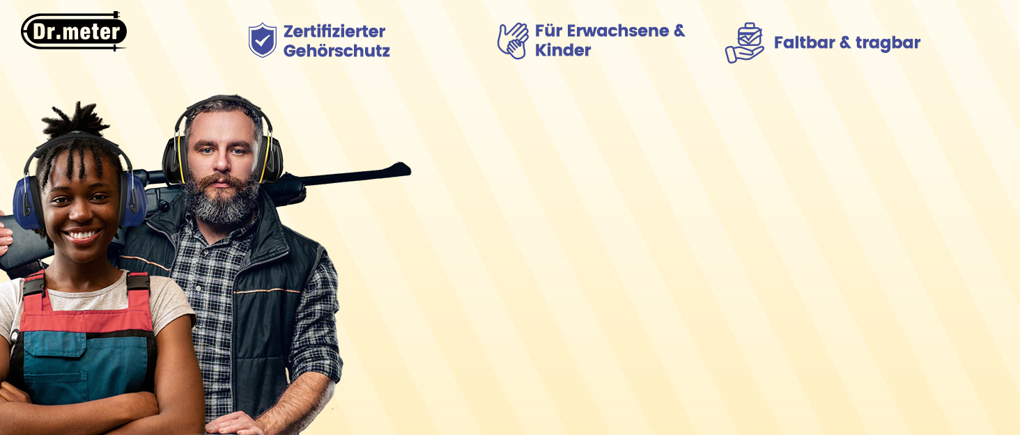 Захисні навушники Dr.meter SNR 31dB: комфортні та регульовані для дорослих, чорно-жовті