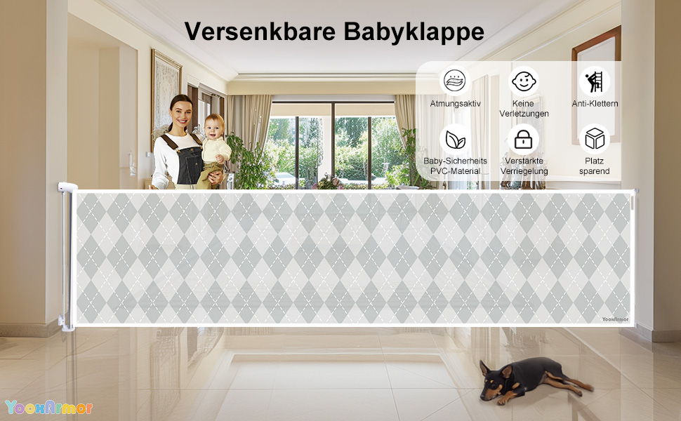 Захисний бар'єр для дитячих воріт, розтяжний, 0-140 см. Захист від падіння для дітей, котів та собак. Підходить для сходів, дверей, внутрішнього та зовнішнього використання. Розміри: 86x140 см