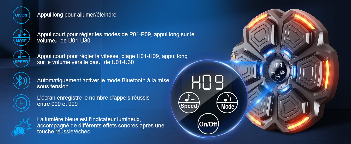 Музична боксерська машина CRECAD для дорослих з Bluetooth, LED-підсвічуванням та 9 режимами швидкості